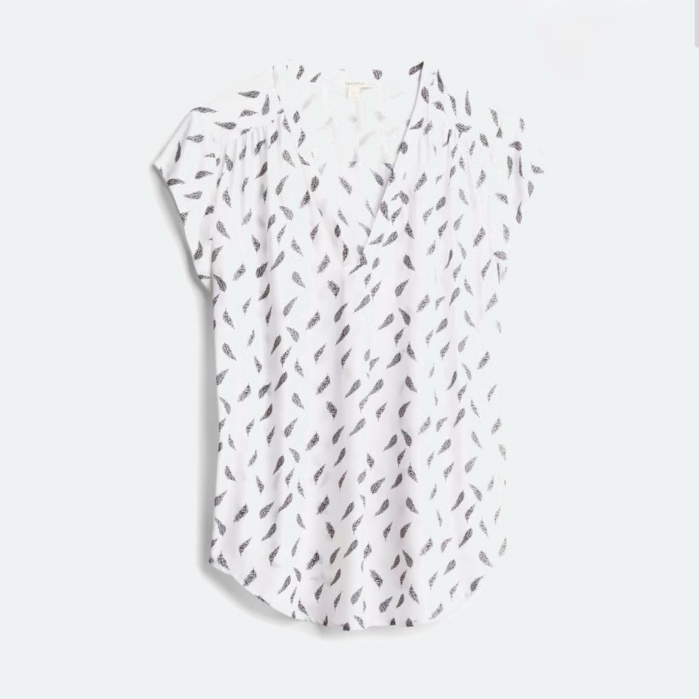 Chic Black and White Leaf Print Blouse